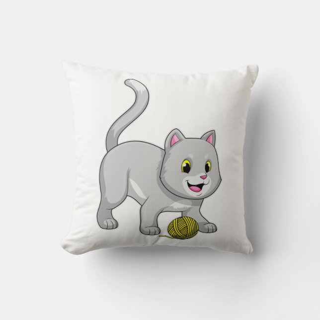 Coussin Chat avec bille de laine (Recto)