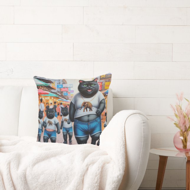 Coussin Chat avec des amis en Thaïlande Jeter l'oreiller (Canapé)