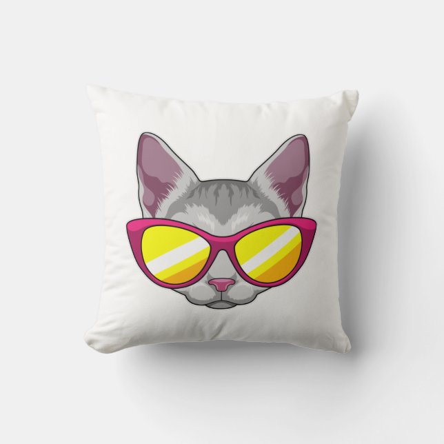 Coussin Chat avec lunettes de soleil (Recto)