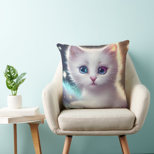 Coussin Chat blanc bouffé d'Imaginaire (Chaise)