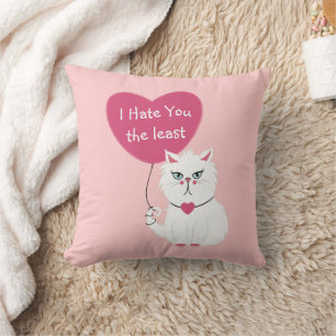 Coussin Chat Blanc Sarcasique Saint-Valentin Drôle