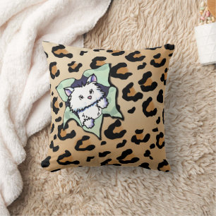 Coussin Chat blanc sur Empreinte de léopard