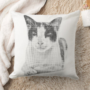 Coussin Chat calico rétro demi-teinte