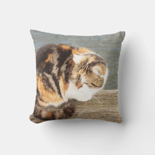 Coussin chat chanceux, multi-voies sur un plateau à l'eau