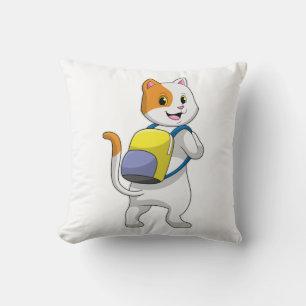 Coussin Chat comme randonneur avec sac à dos