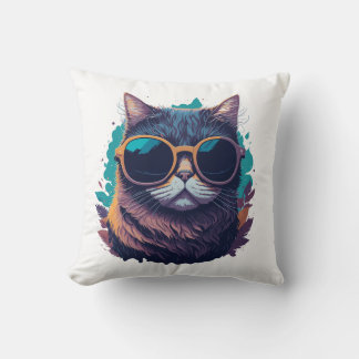 Coussin Chat cool avec lunettes de soleil