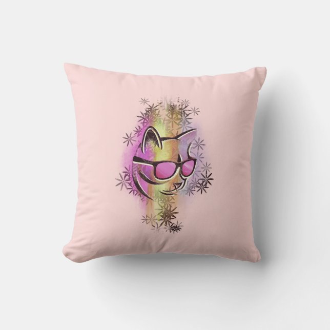 Coussin chat couleurs lunettes de soleil (Recto)