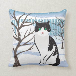 Coussin Chat dans la neige (glace) Lancer l'oreiller