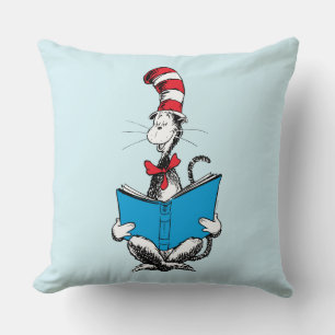Coussin Chat dans le chapeau en lecture