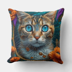 Coussin Chat dans les fleurs