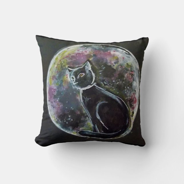 Coussin Chat dans l'oreiller à lancer de lune (Recto)