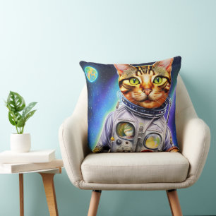 Coussin Chat d'astronaute futuriste drôle