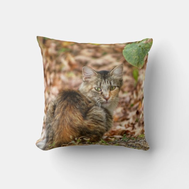 Coussin Chat d'automne (Recto)