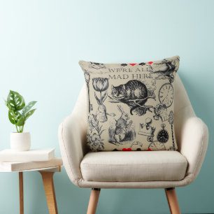 Coussin Chat de Cheshire classique alice au pays des merve