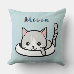 Coussin Chat de dessin animé adorable se reposant de maniè