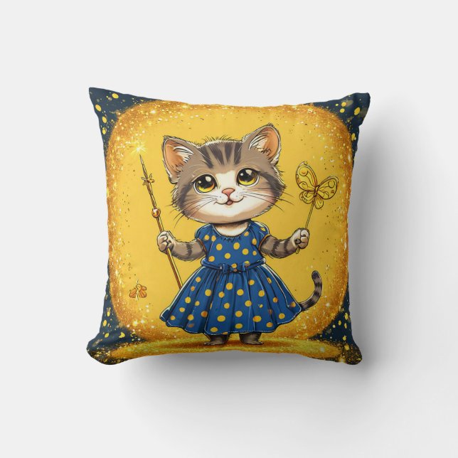 Coussin Chat de dessin animé mignon (Recto)