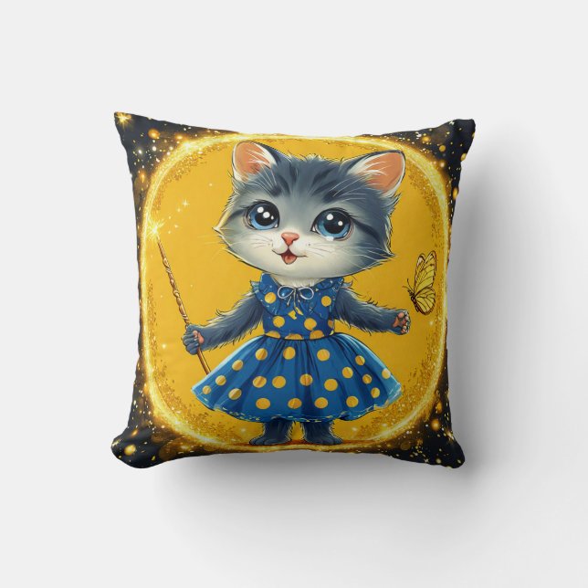 Coussin Chat de dessin animé mignon (Recto)