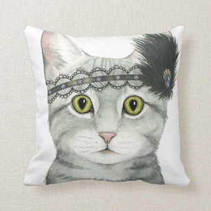 Coussin Chat de Downton   incrusté de bijoux avec la