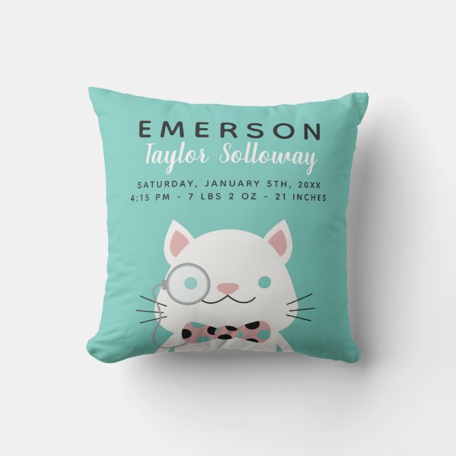 Coussin Chat de fantaisie avec la stat de naissance de (Recto)