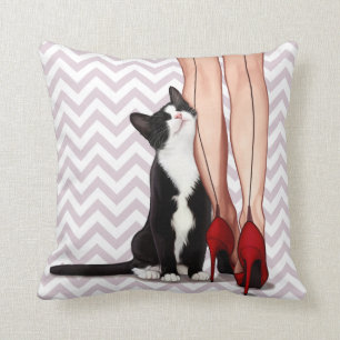 Coussin Chat de femme et de smoking