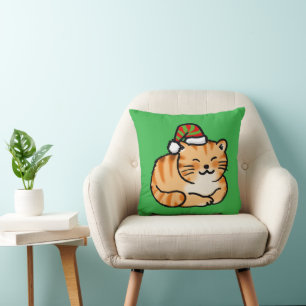 Coussin Chat de fête avec chapeau de Père Noël - Amateur d