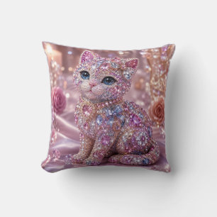 Coussin Chat de nuit en velours Impression esthétique