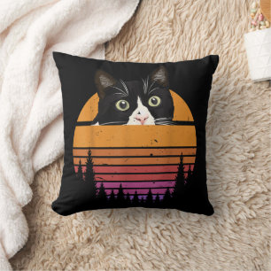Coussin Chat de style rétro Chat noir de style vintage Cha