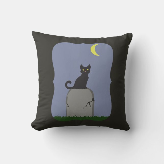 Coussin Chat d'Halloween éffrayant (Recto)