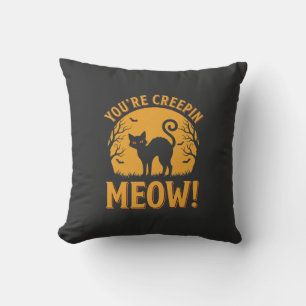 Coussin Chat d'Halloween Tu me fais peur Miaou