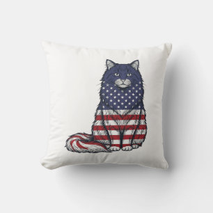 Coussin Chat drapeau patriotique dessin de t-shirt gravure