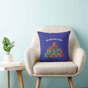 Coussin Chat Drôle "Le Meilleur Cadeau C'est Moi" Surprise