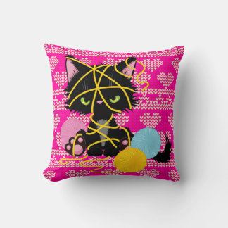 Coussin Chat Drôle Pour Les Jours De Tricot Cosy