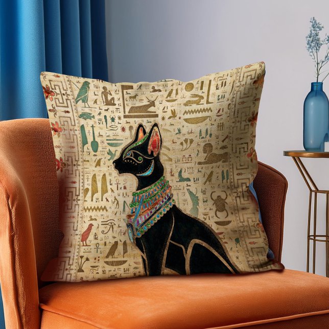 Coussin Chat égyptien - Bastet sur le papyrus (Créateur téléchargé)