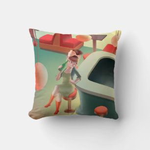 Coussin Chat élégant avec bouteille assise au bar