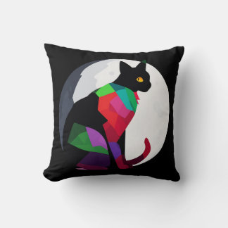 Coussin Chat élégant peint
