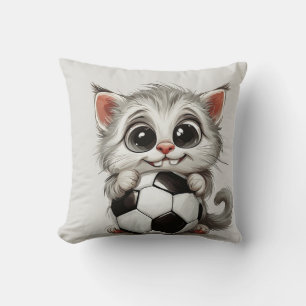 Coussin Chat en caricature mignonne tenant un ballon de fo