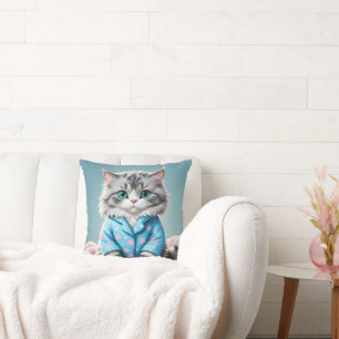 Coussin Chat En Pajamas