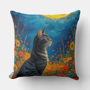 Coussin Chat et lune