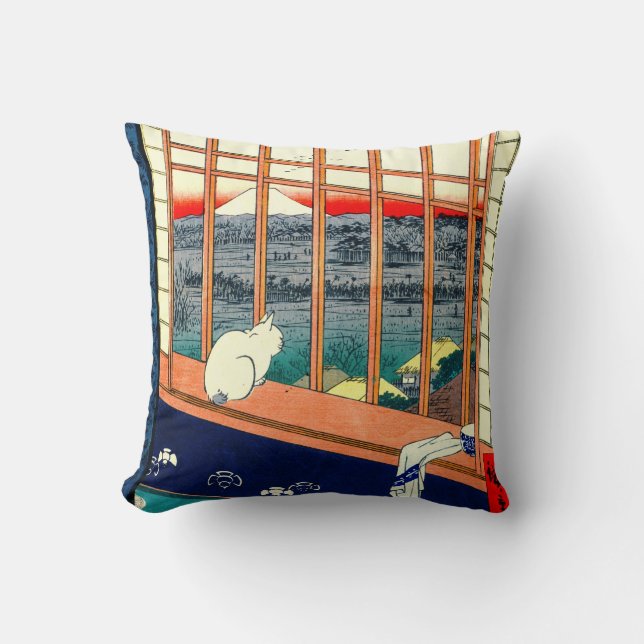 Coussin Chat et mont Fuji 1857 (Recto)