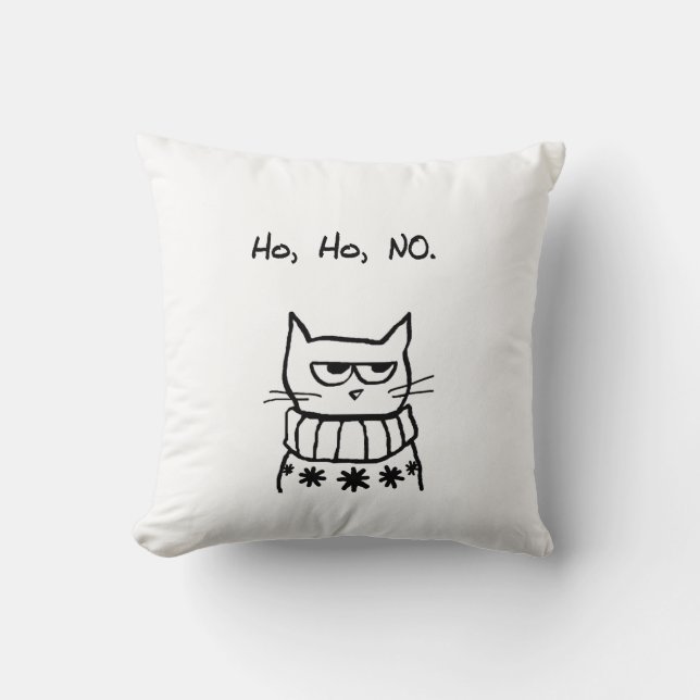 Coussin Chat fâché dans un chandail de Noël - Noël drôle (Recto)