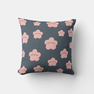 Coussin Chat Fleur Rose | Chat au visage mignon | amateur