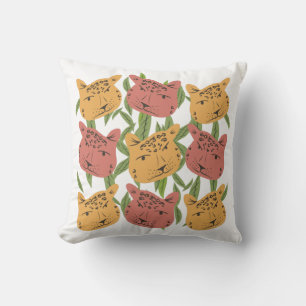 Coussin Chat Guépard Jungle Dessin à la main