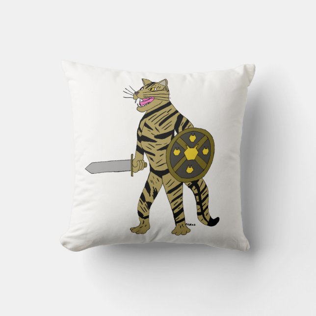 Coussin Chat guerrier (Recto)