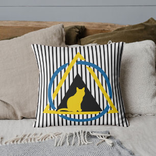 Coussin Chat Jaune mignonne Cool Moderne Coloré Frappe Ani