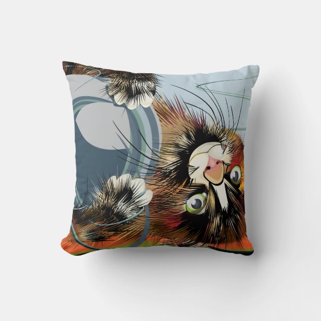 Coussin Chat Jouer avec du fil (Recto)