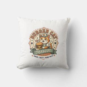 Coussin Chat mascotte Burger Chat mascotte Fast Food Chat