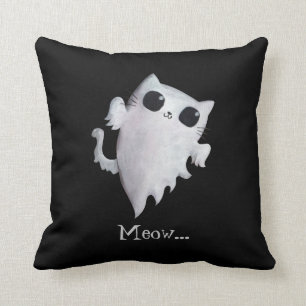 Coussin Chat mignon de fantôme de Halloween