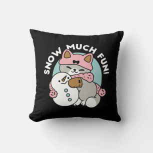 Coussin Chat mignon en Engin à neige avec Art Snowman
