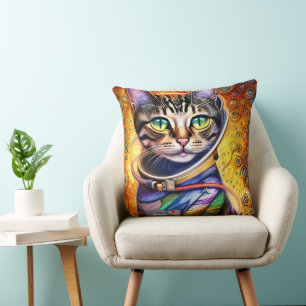 Coussin Chat néon futuriste