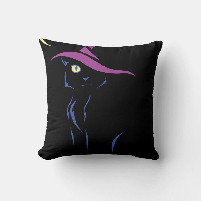 Coussin Chat noir d'Halloween (Recto)